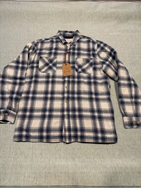 Weatherproof Blue and White Plaid Button-Down Shirt